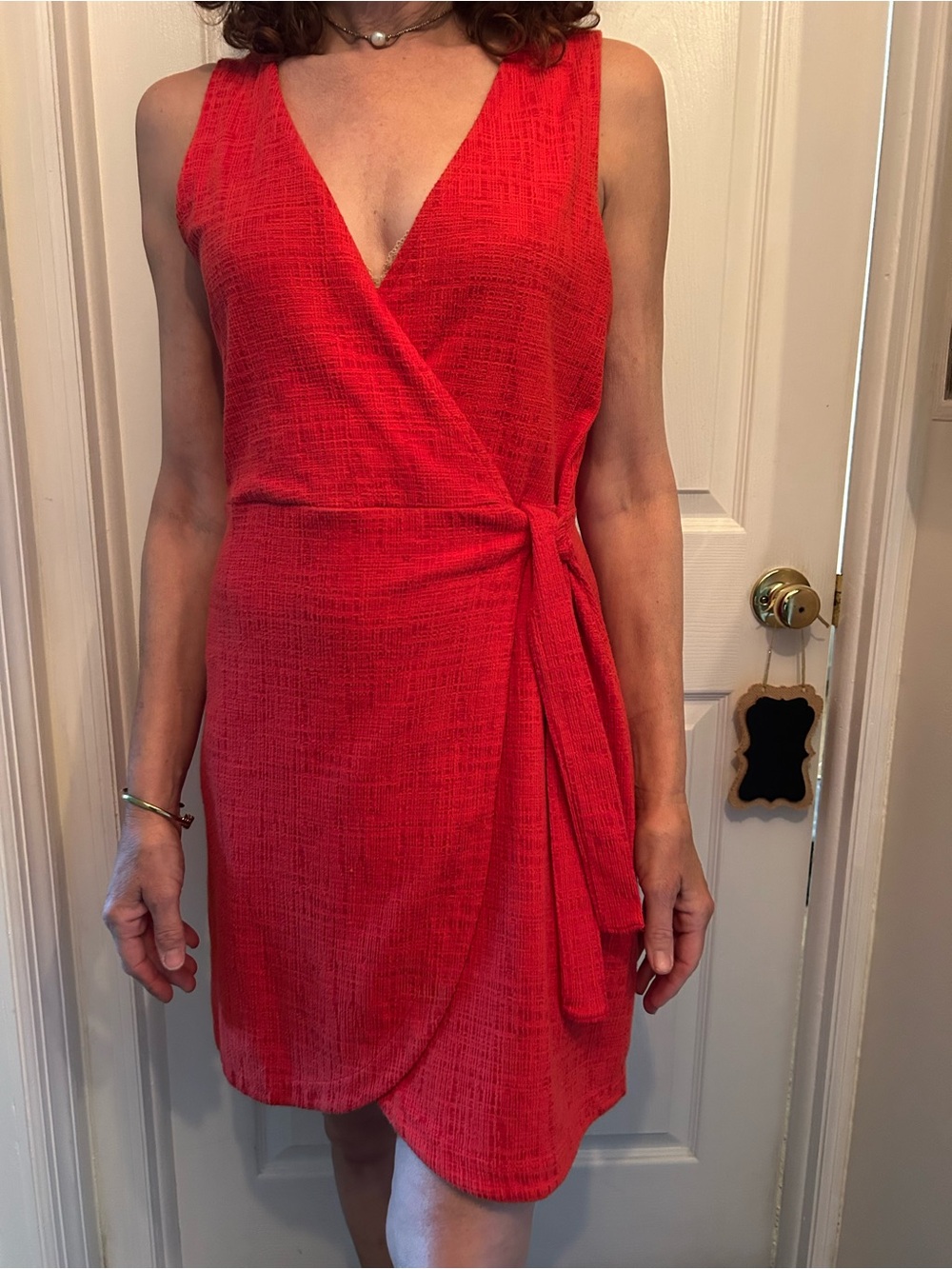 Madewell Red Sleeveless Wrap Mini Dress
